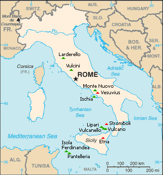 italy volcano map